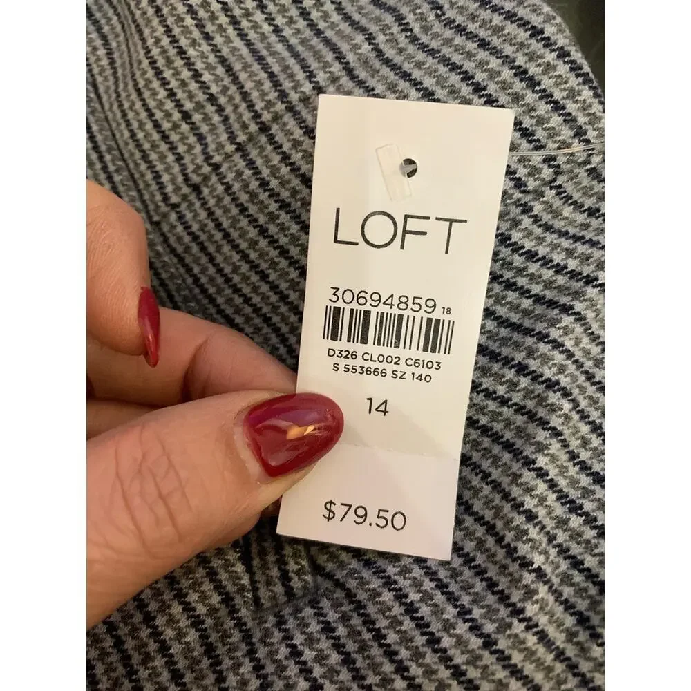 NWT Ann Taylor LOFT Women's Plaid Dress Pants Black‎ Size 14